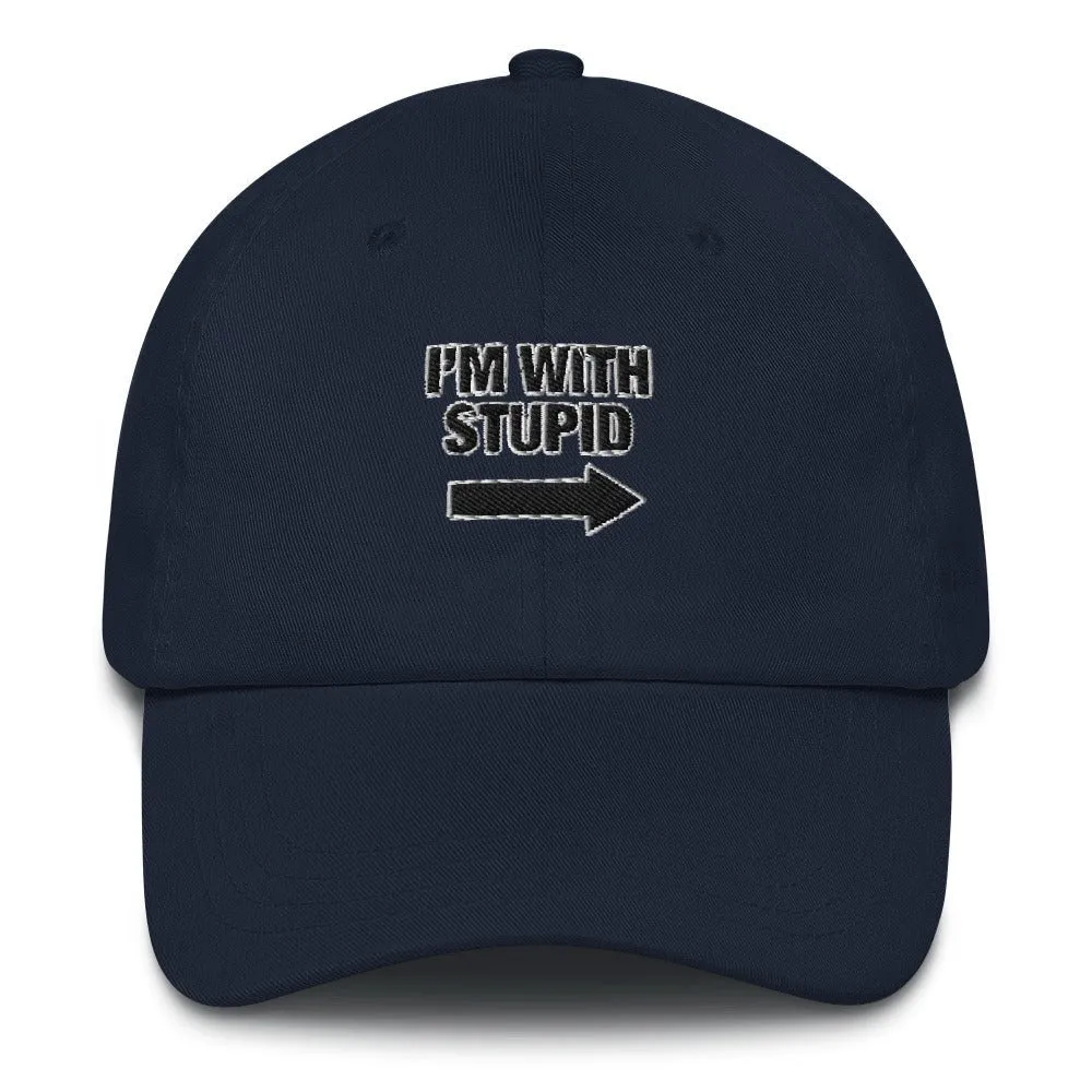 I'm with stupid gag gift cotton twill hat cap adjustable low profile low profile curved visor bill